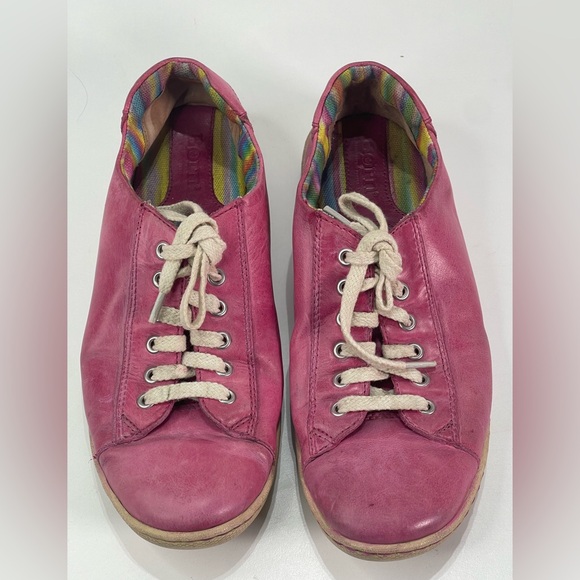 Born Casual Leather Lace Up Sneakers Magenta Pink Women 7.5 Boho Colorful Funky - Picture 2 of 6
